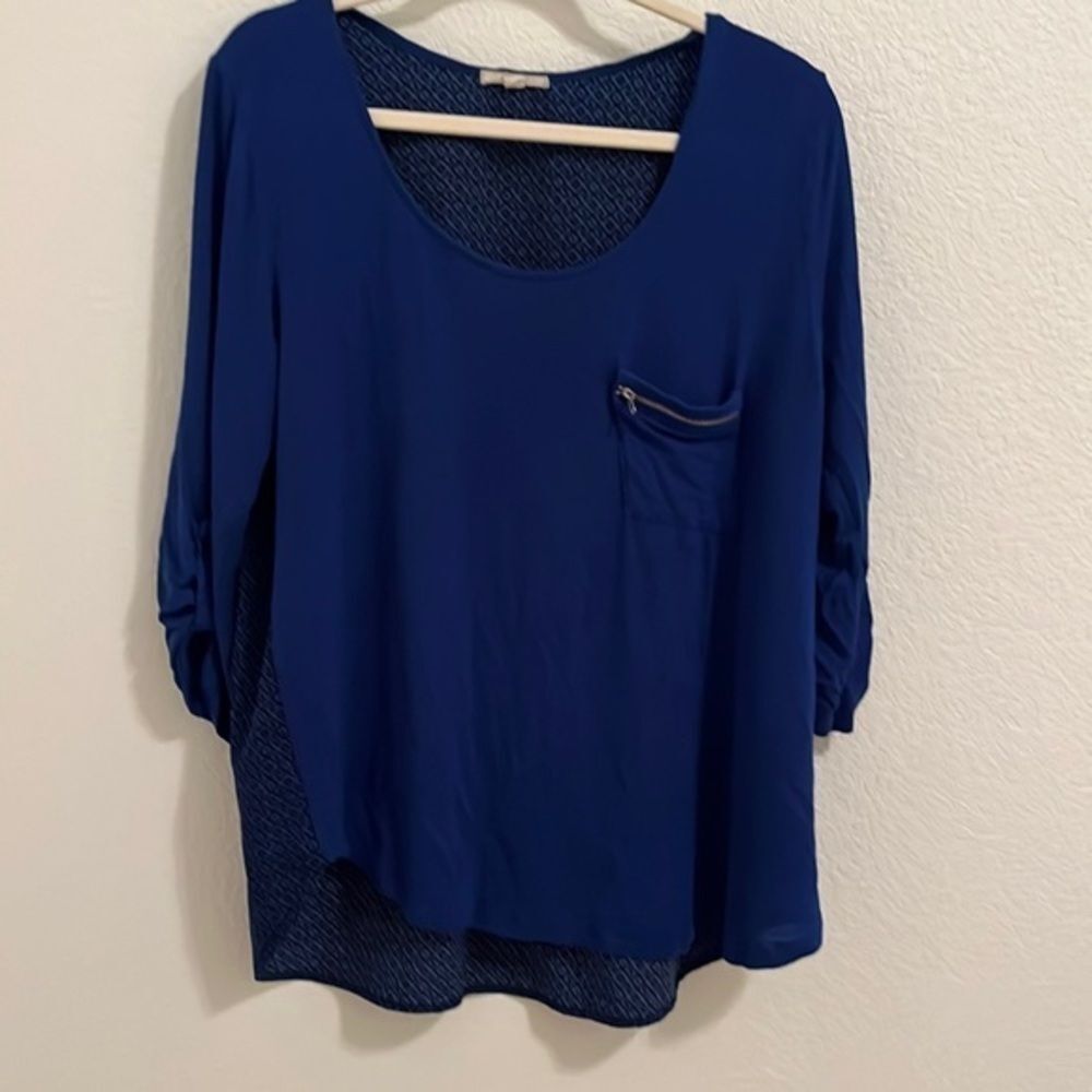 Pleione Blouse - Royal Blue and Black